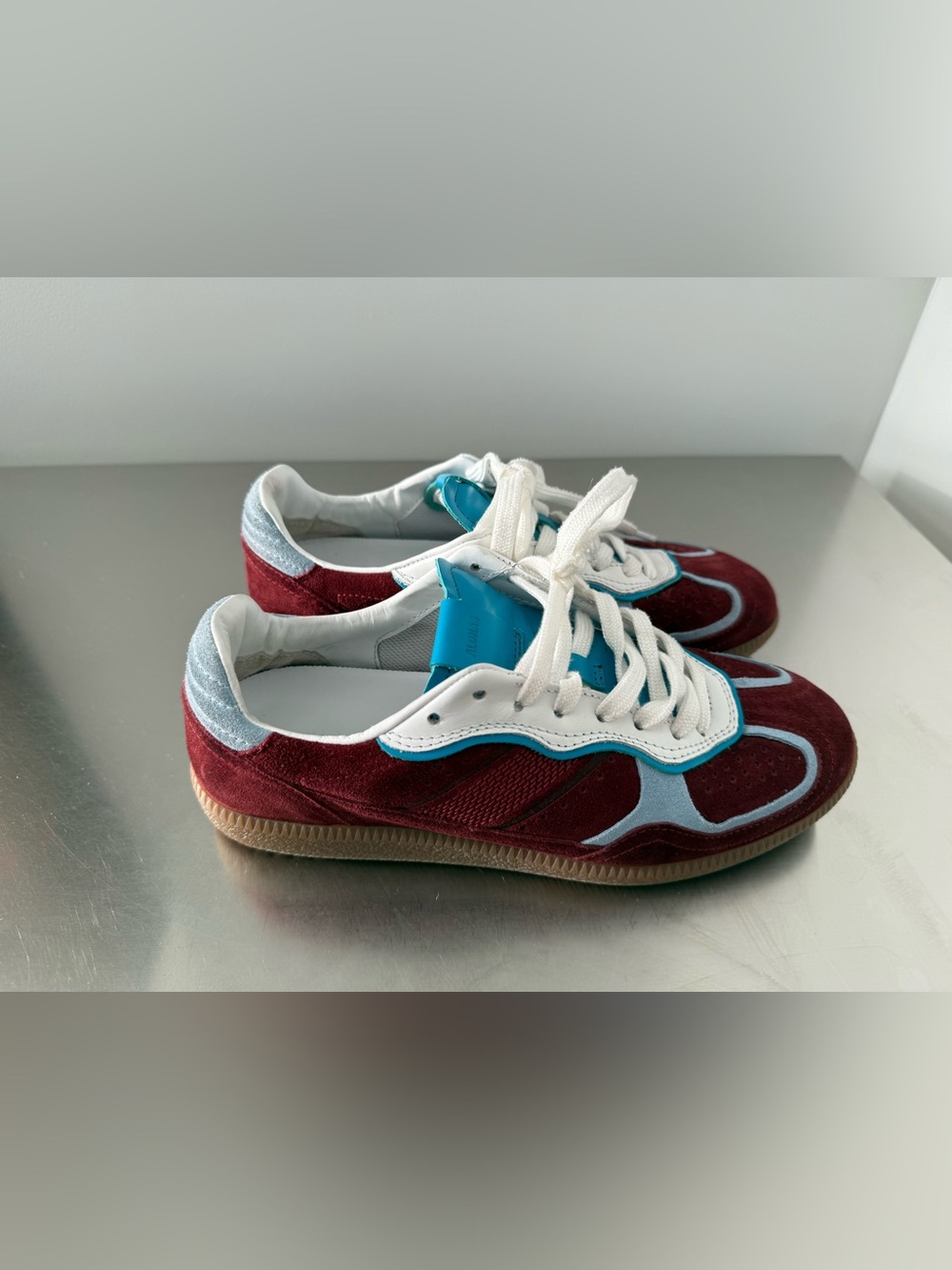 ALOHAS TB.490 RIFE BURGUNDY LEATHER SNEAKERS - Picture 5 of 9